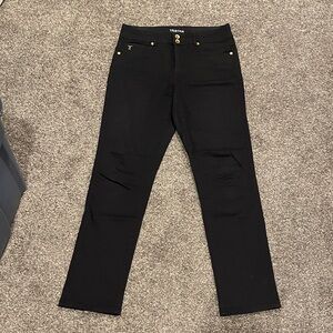 TRISTAN Midnight Black Slim High-Waisted Jeans with Gold Accents